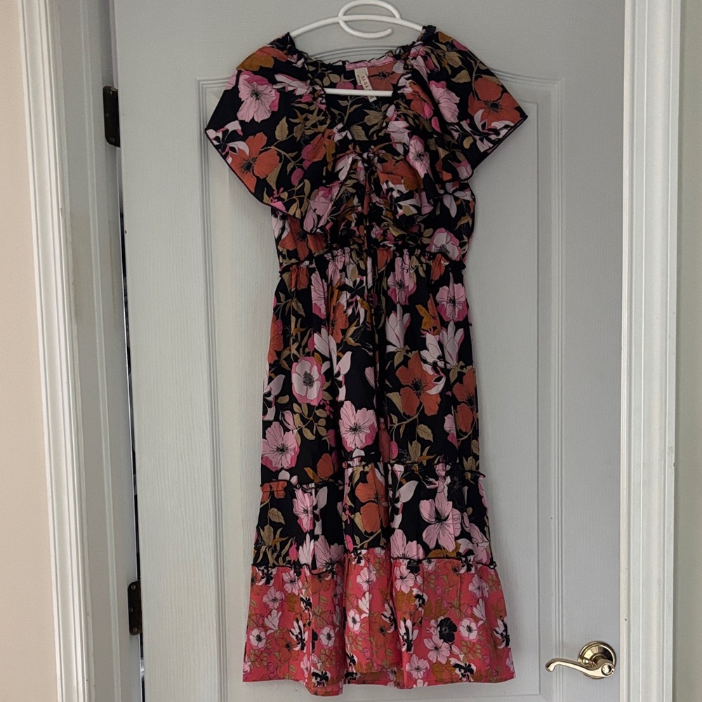 Raga floral Dress - Pink and Black